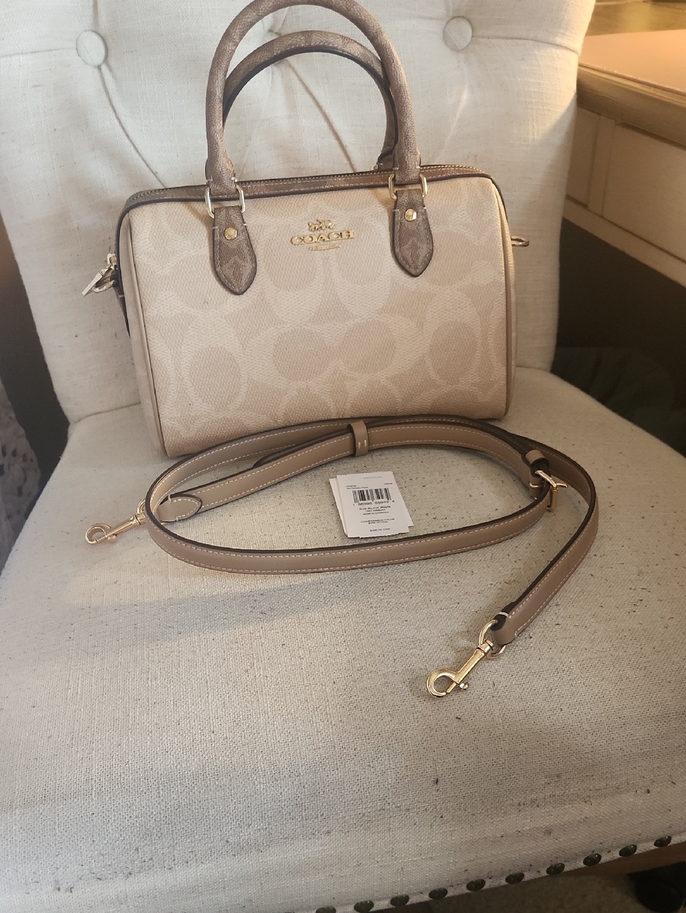 Coach Tan And Sand Rowan Satchel